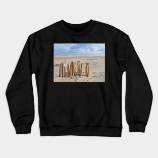 Composition of razor clams on beach Crewneck Sweatshirt